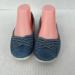 Baretraps Women’s Pralies Blue White Slip On Comfort Ballet Wedge Flat Shoes 7.5